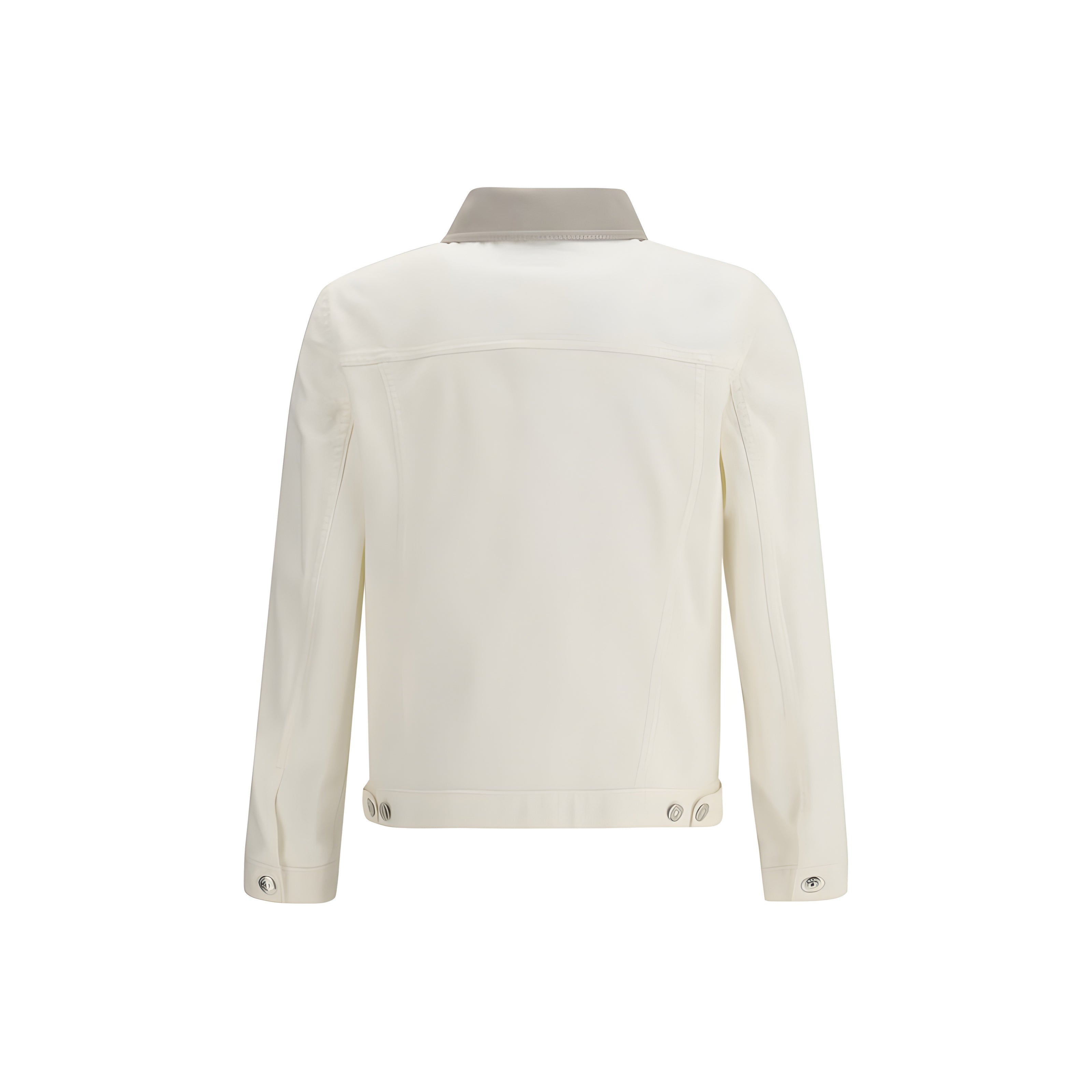 Geacă din denim de bumbac alb Brunello Cucinelli