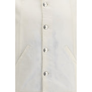 Geacă din denim de bumbac alb Brunello Cucinelli