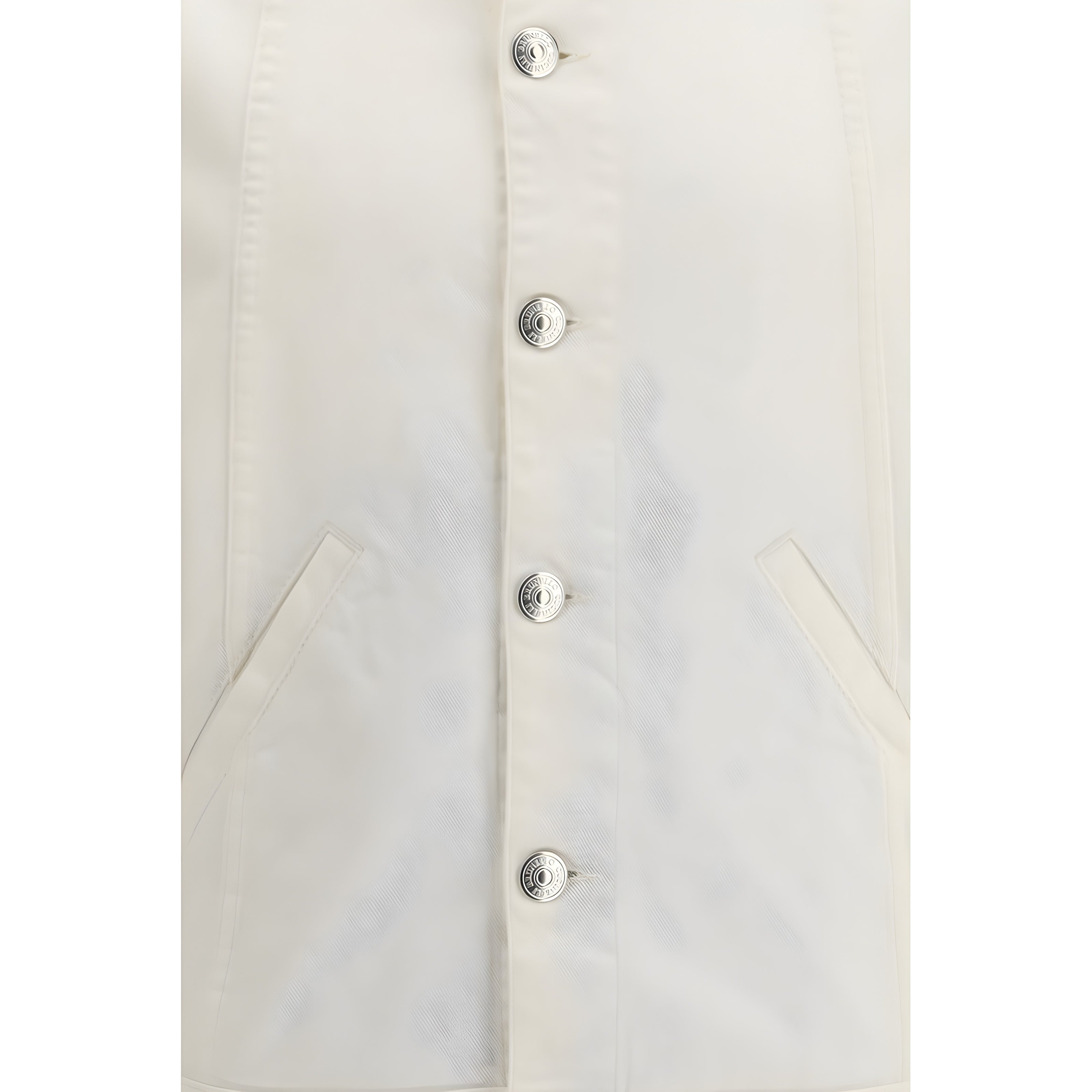 Geacă din denim de bumbac alb Brunello Cucinelli