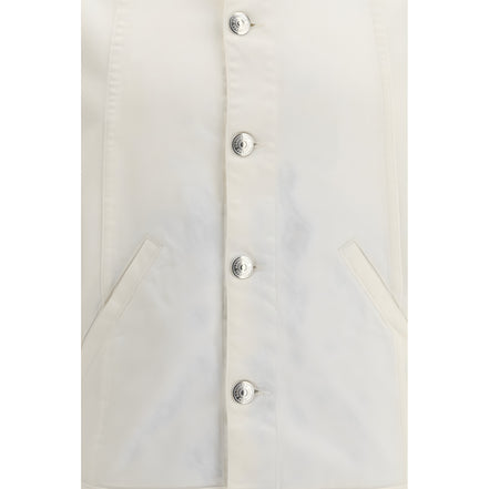 Geacă din denim de bumbac alb Brunello Cucinelli