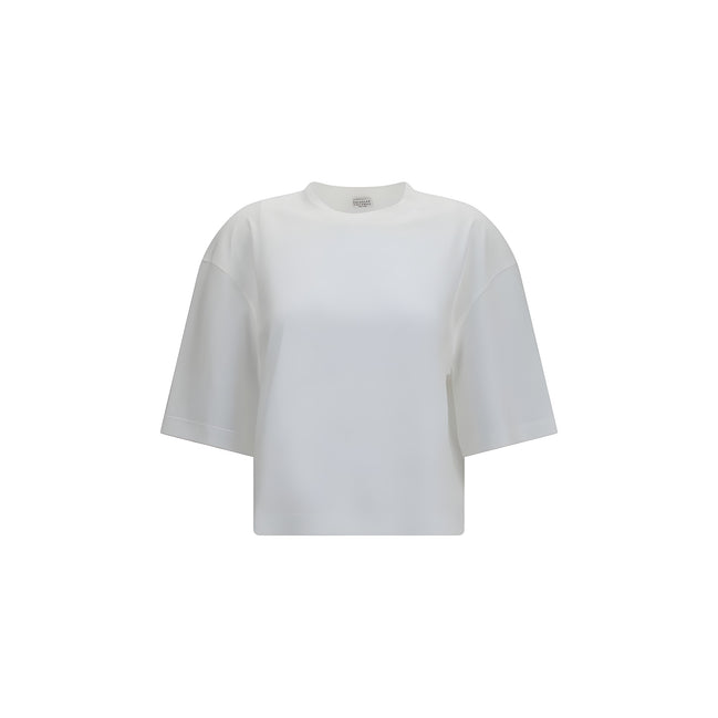 Tricou Brunello Cucinelli alb din bumbac oversize