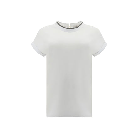 Brunello Cucinelli Tricou Alb din Elastan