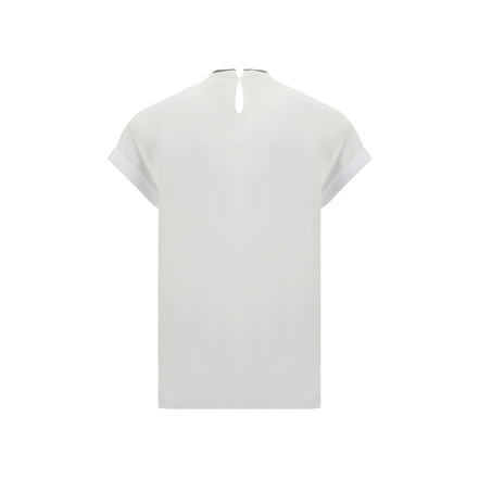 Brunello Cucinelli Tricou Alb din Elastan