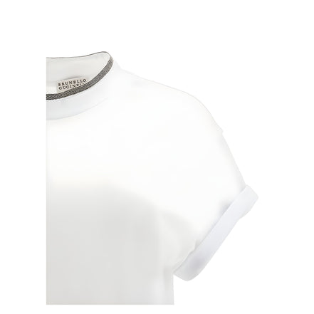 Brunello Cucinelli Tricou Alb din Elastan