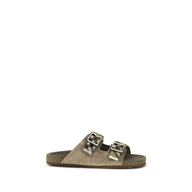 Sandale plate Burberry din piele de vițel bej
