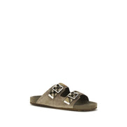 Sandale plate Burberry din piele de vițel bej