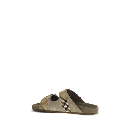 Sandale plate Burberry din piele de vițel bej