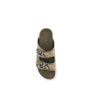 Sandale plate Burberry din piele de vițel bej