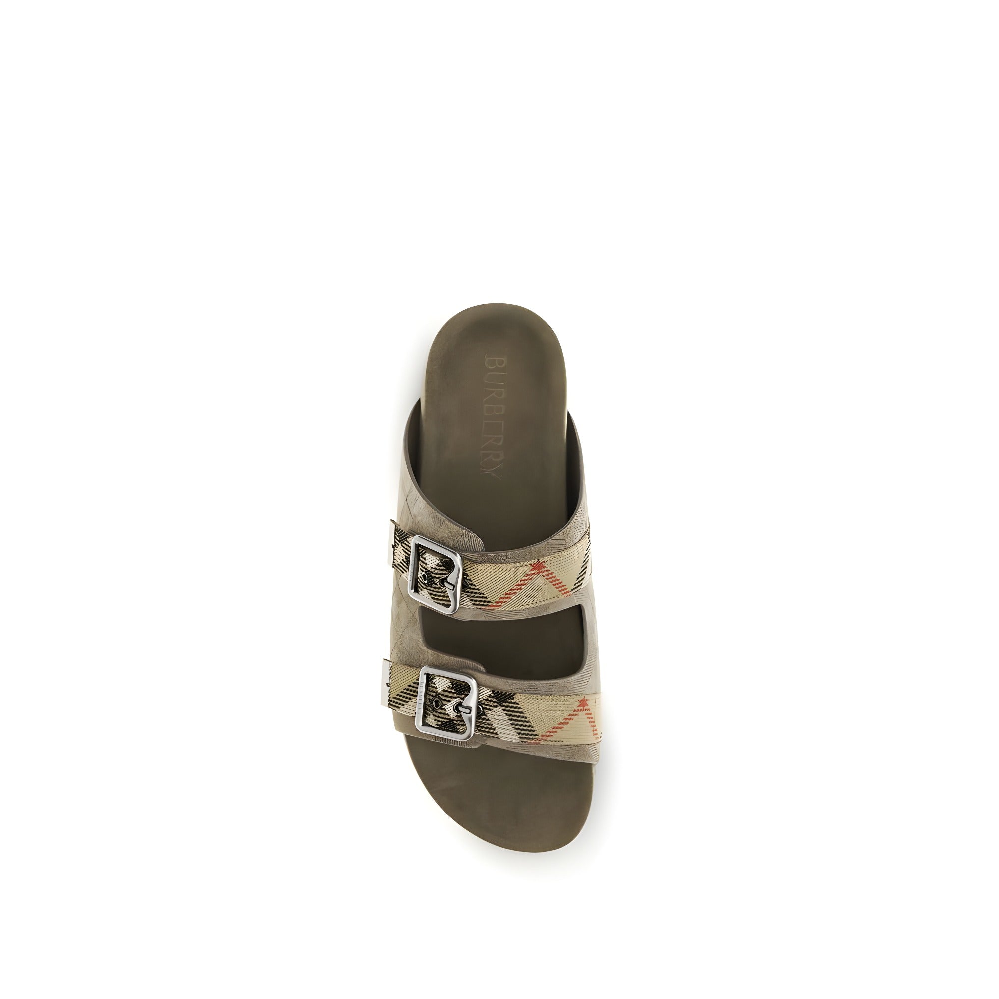 Sandale plate Burberry din piele de vițel bej