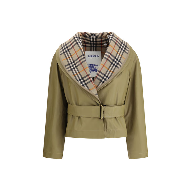 Jachetă lungă Burberry bej din bumbac