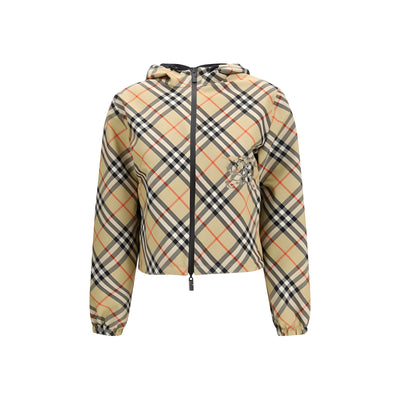 Jachetă lungă Burberry bej din poliester