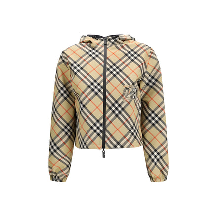 Jachetă lungă Burberry bej din poliester