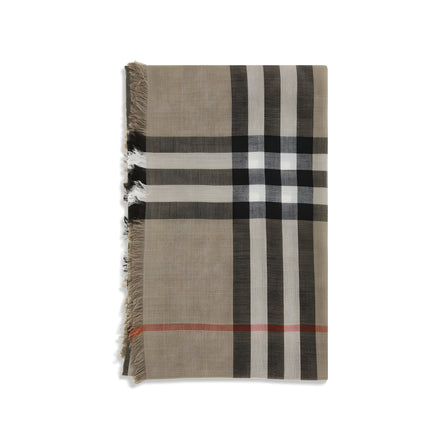 Burberry Beige Reversible Check Wool Silk Scarf
