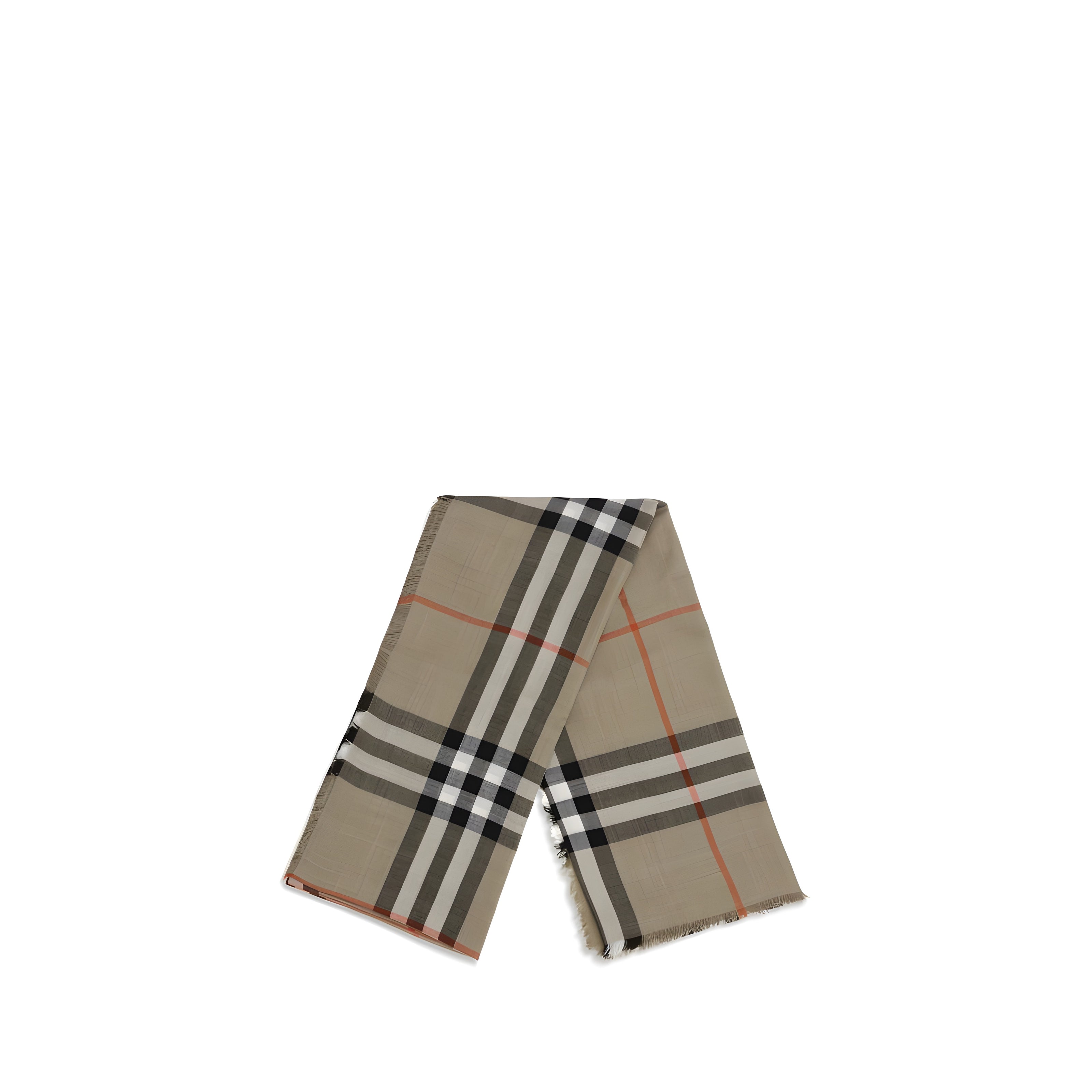Burberry Beige Reversible Check Wool Silk Scarf