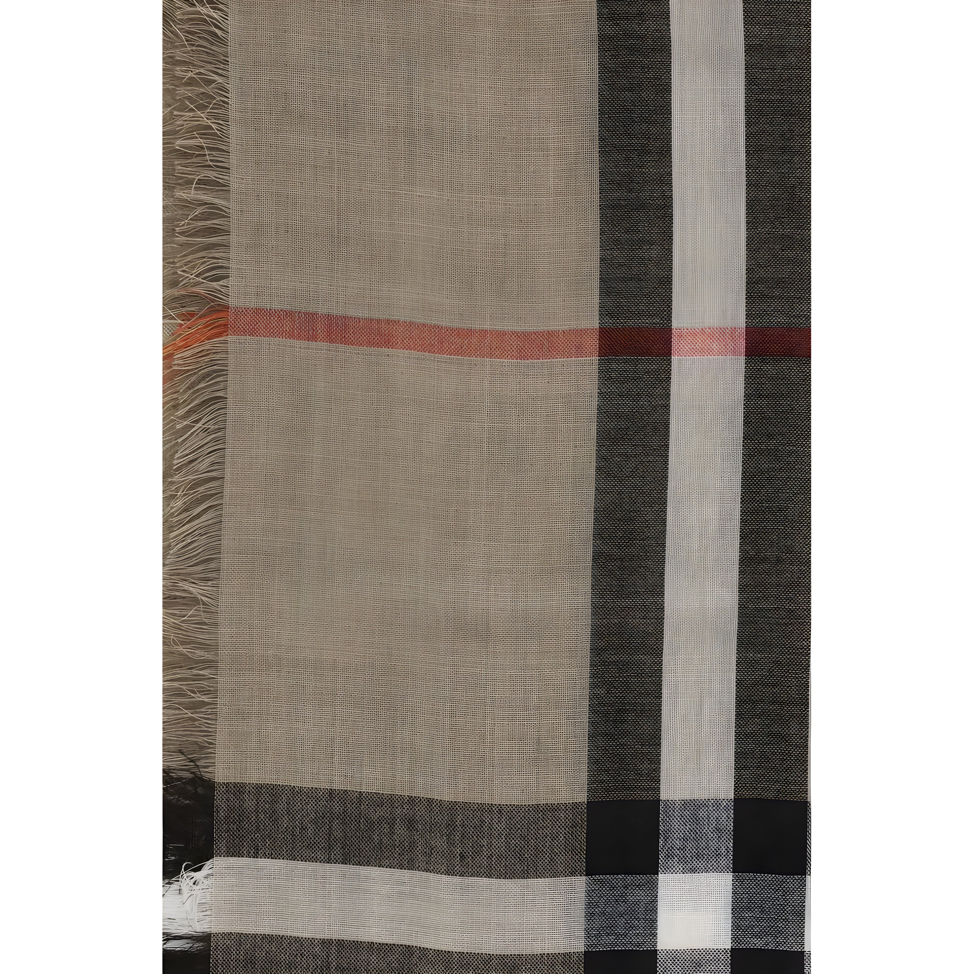 Burberry Beige Reversible Check Wool Silk Scarf