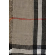 Eșarfă Burberry bej reversibilă cu print Check din lână și mătase