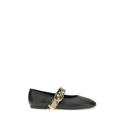 Balerini Burberry negri din piele