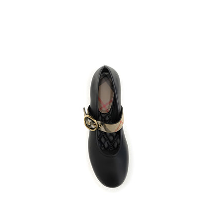 Balerini Burberry negri din piele