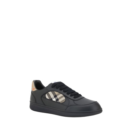 Burberry Black Leather Check Low Top Sneakers