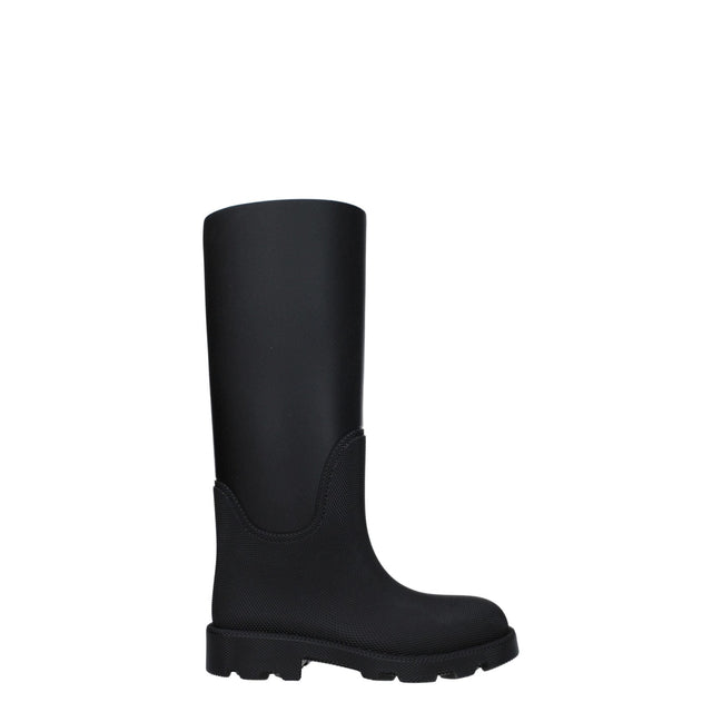 Cizme de ploaie Burberry negre din bumbac