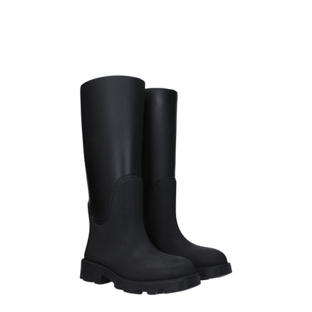 Cizme de ploaie Burberry negre din bumbac