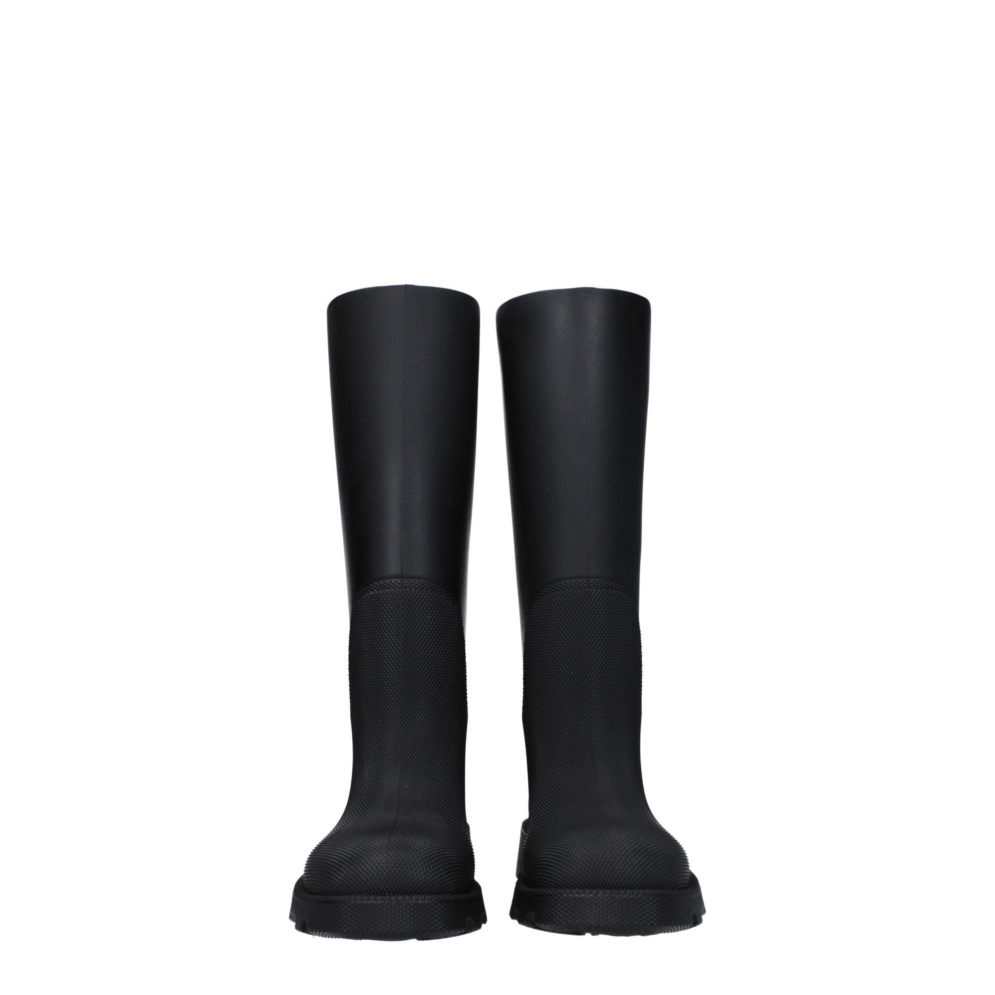 Cizme de ploaie Burberry negre din bumbac