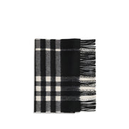 Burberry Black Embroidered Check Cashmere Scarf