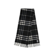 Burberry Black Embroidered Check Cashmere Scarf