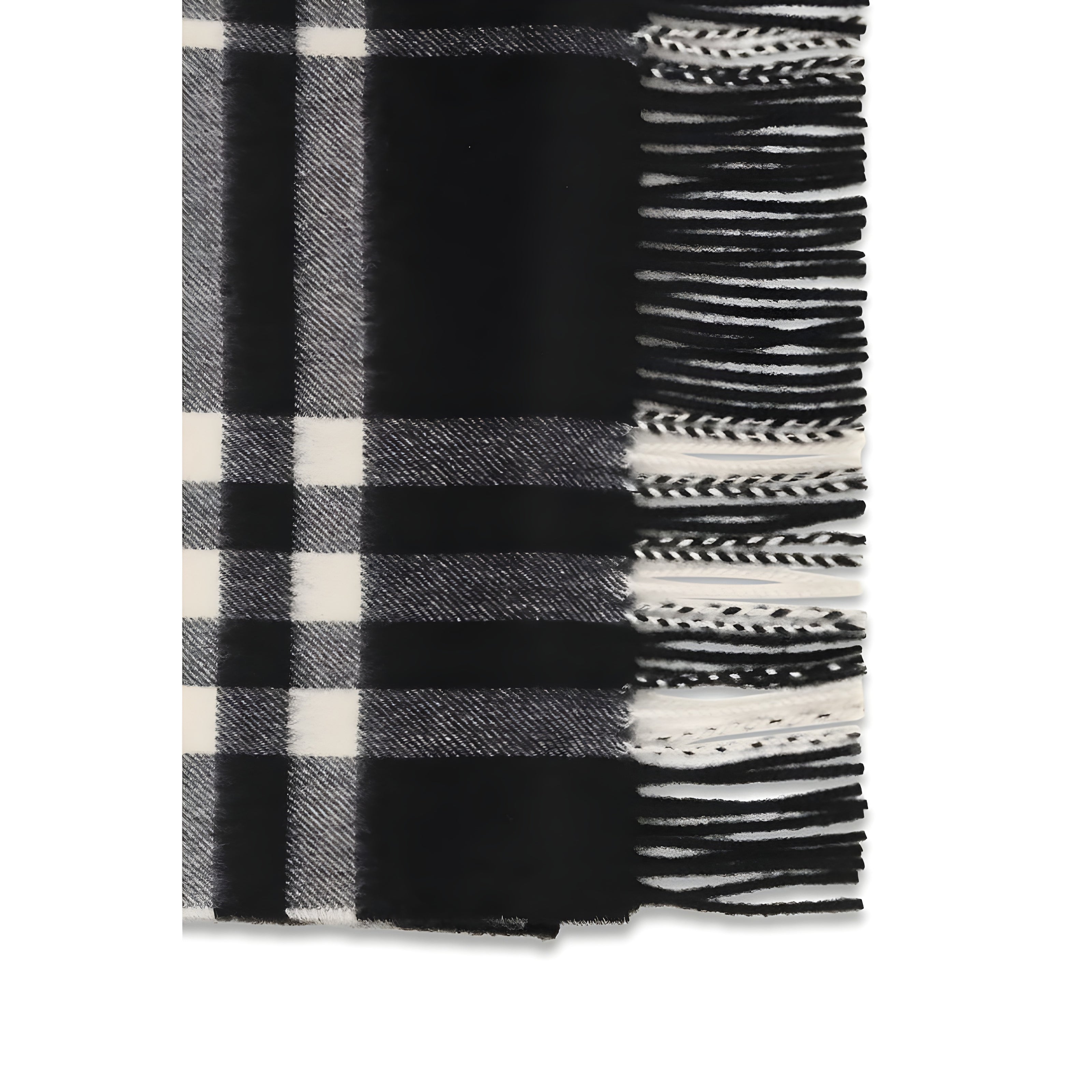 Burberry Black Embroidered Check Cashmere Scarf