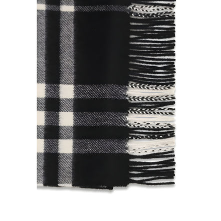 Burberry Black Embroidered Check Cashmere Scarf