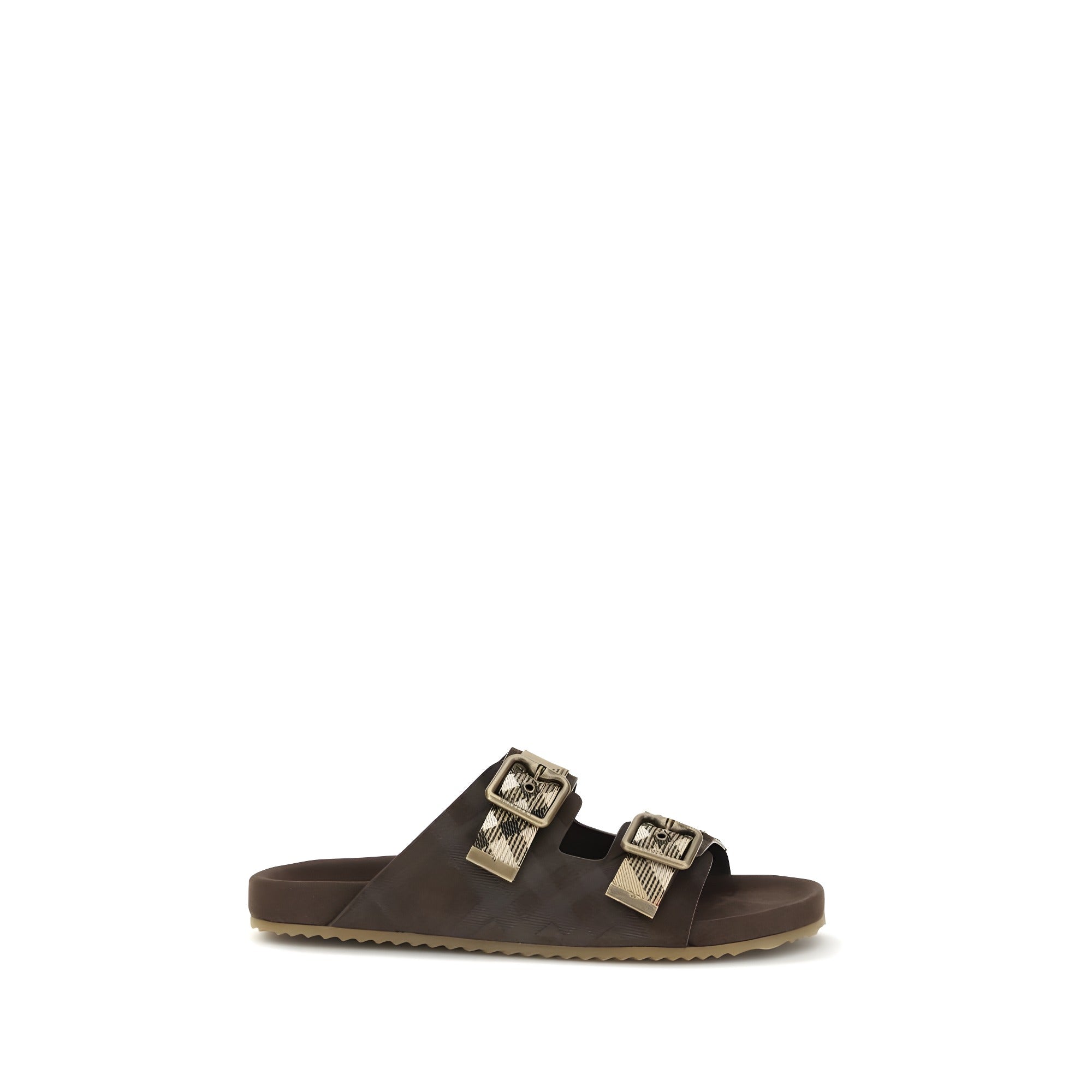 Sandale plate Burberry din piele de vițel maro