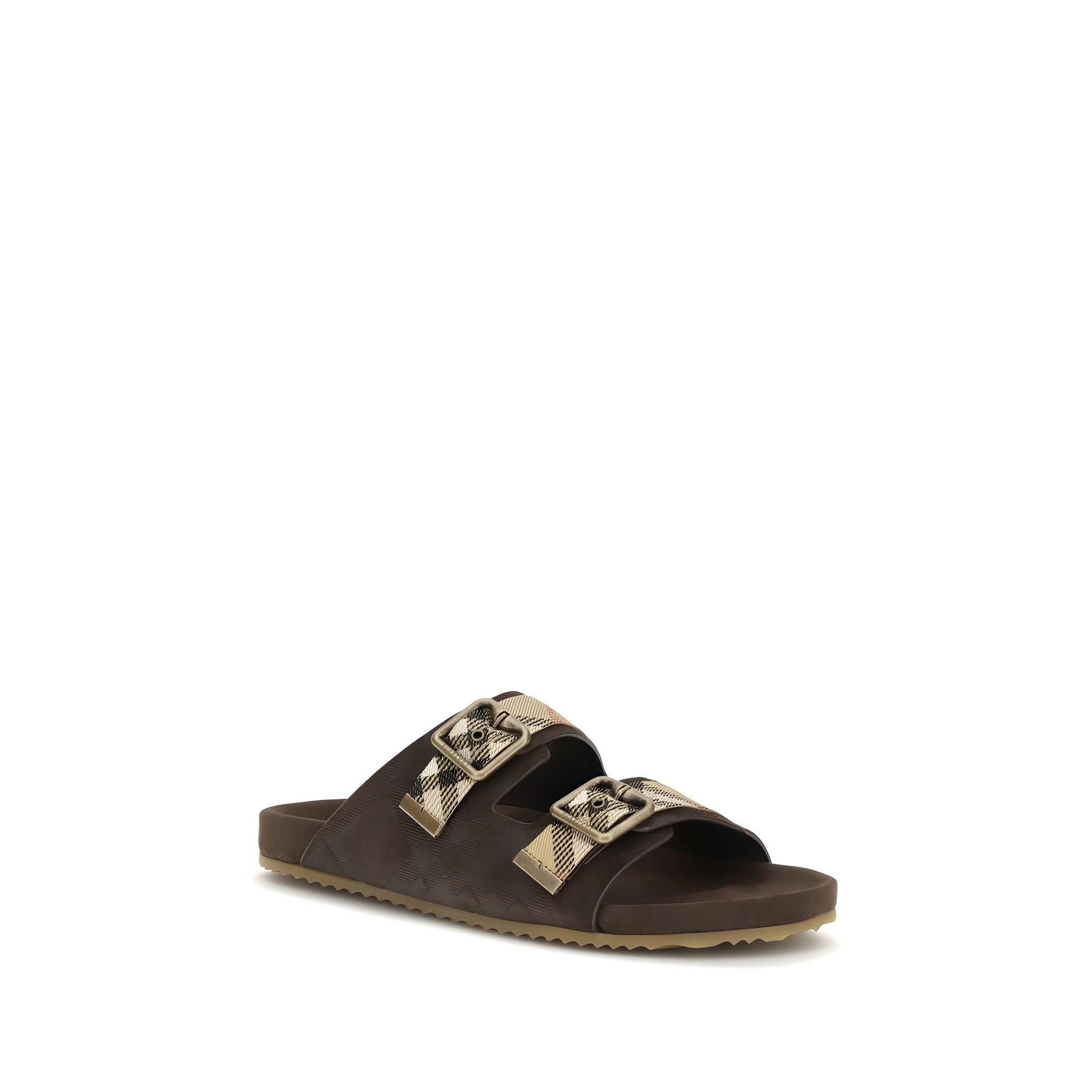 Sandale plate Burberry din piele de vițel maro