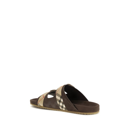 Sandale plate Burberry din piele de vițel maro