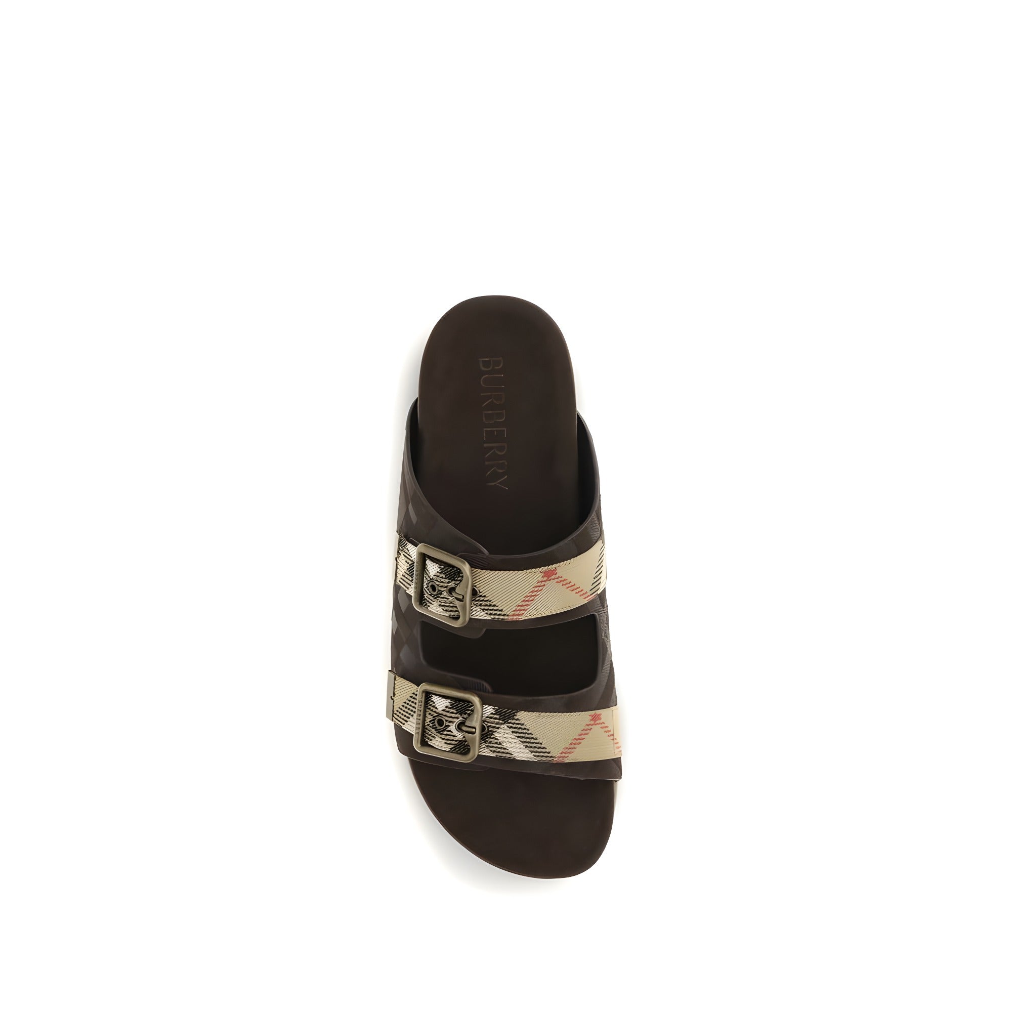 Sandale plate Burberry din piele de vițel maro