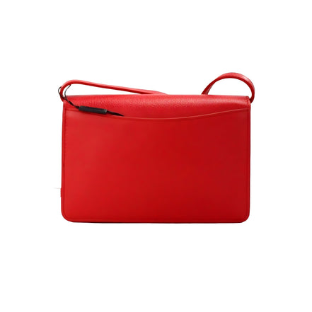 Geantă crossbody Burberry Hampshire Small, din piele netedă roșie, cu logo embosat