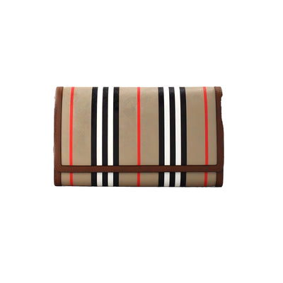 Geantă crossbody portofel Burberry Hannah Icon Stripe Archive Tan E-Canvas piele