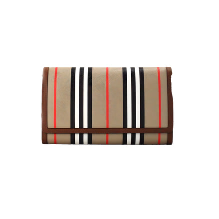 Geantă crossbody portofel Burberry Hannah Icon Stripe Archive Tan E-Canvas piele