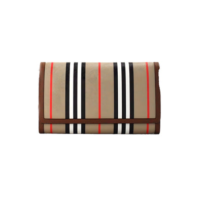 Geantă crossbody portofel Burberry Hannah Icon Stripe Archive Tan E-Canvas piele