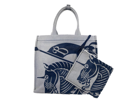 Geantă tote Burberry Navy EKD din pânză cu borsetă pentru monede