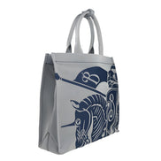 Geantă tote Burberry Navy EKD din pânză cu borsetă pentru monede