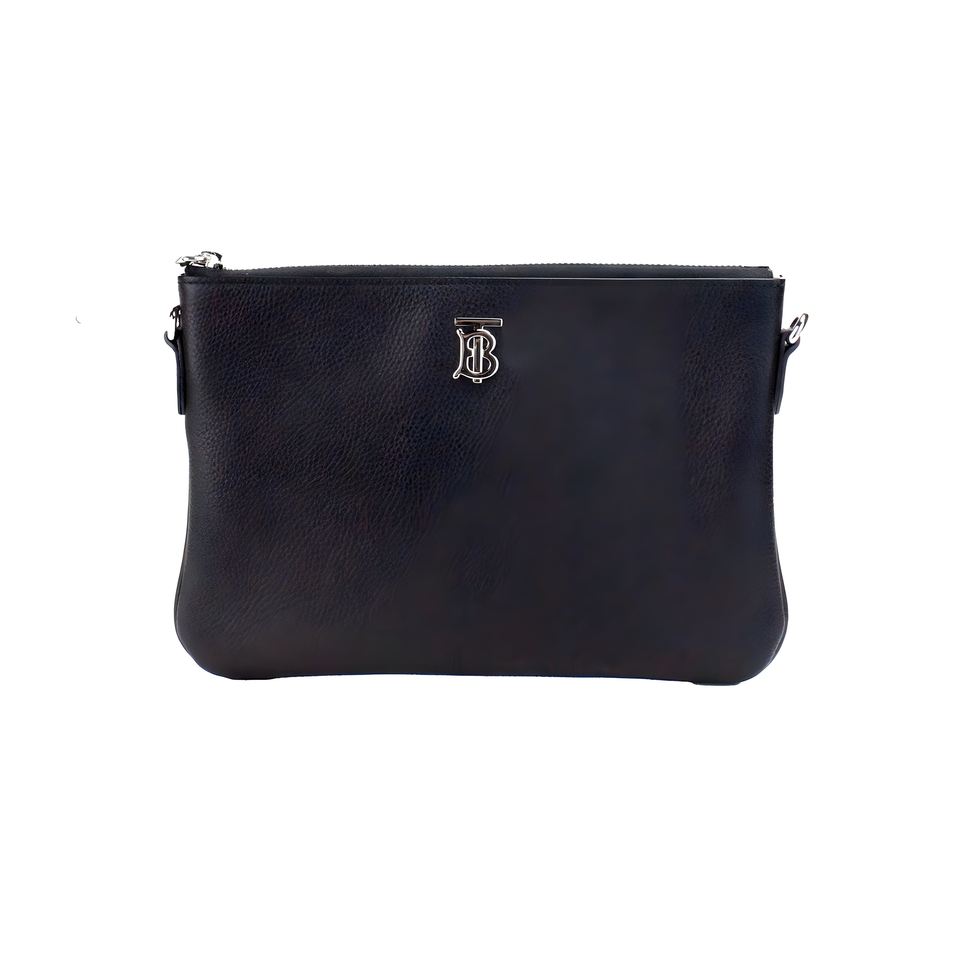 Burberry Peyton Monogram Black Leather Pouch Crossbody Bag