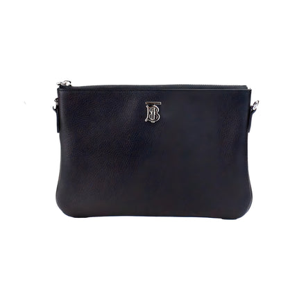 Burberry Peyton Monogram Black Leather Pouch Crossbody Bag