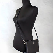 Burberry Peyton Monogram Black Leather Pouch Crossbody Bag