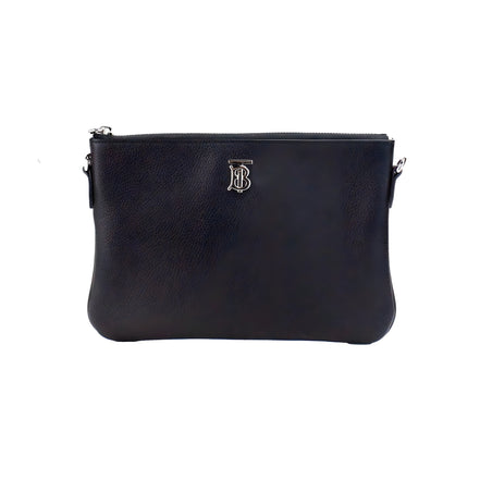 Geantă crossbody tip borsetă Burberry Peyton Monogram, din piele neagră