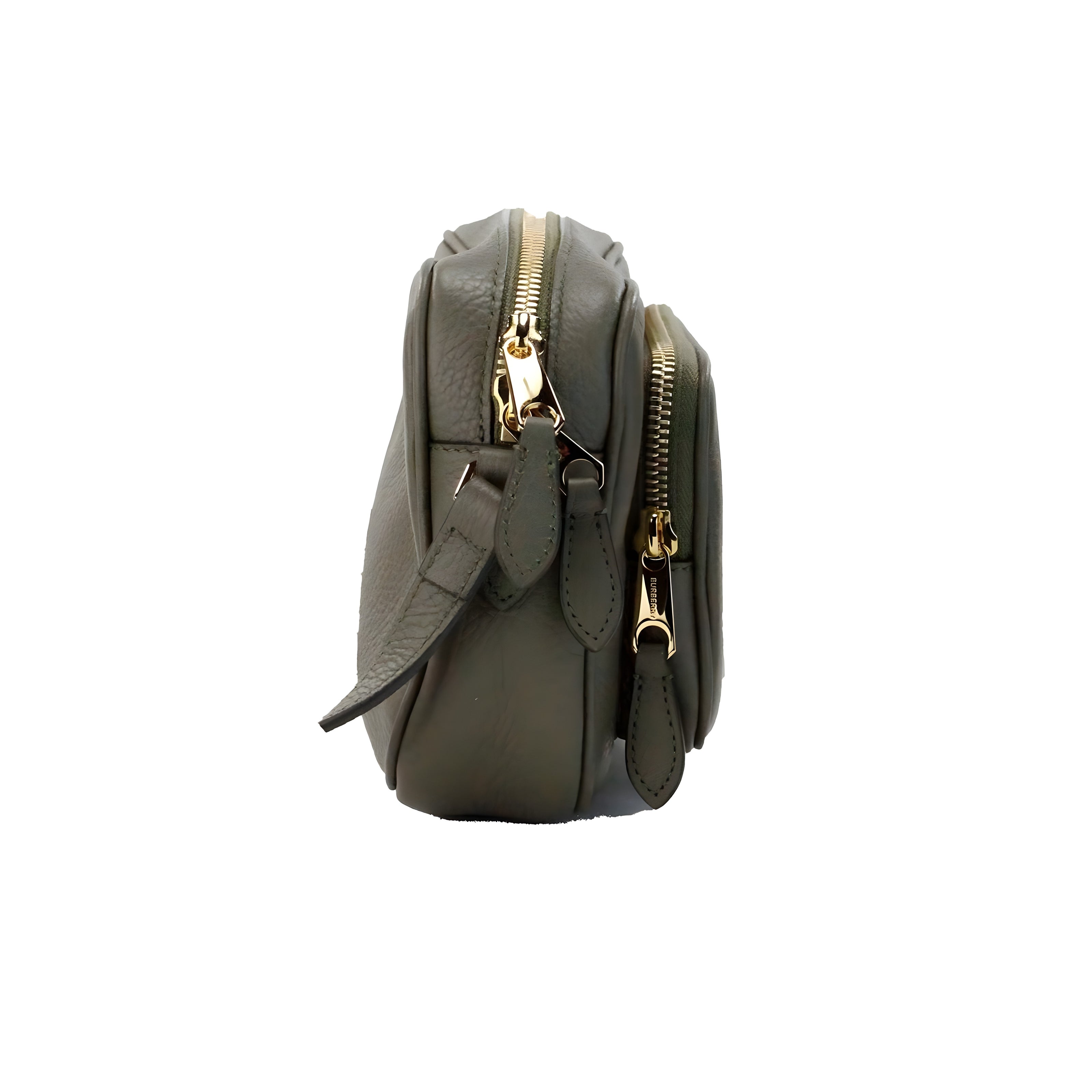 Geantă Crossbody Cameră Foto Burberry Small din Piele Granulată Verde Dark Fern