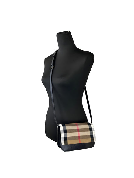 Geantă Burberry Madison mică, din piele, tip crossbody, cu carouri