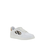 Burberry White Leather Check Low Top Sneakers