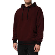 Dolce & Gabbana Burgundy Cotton Plaid Lined Hoodie