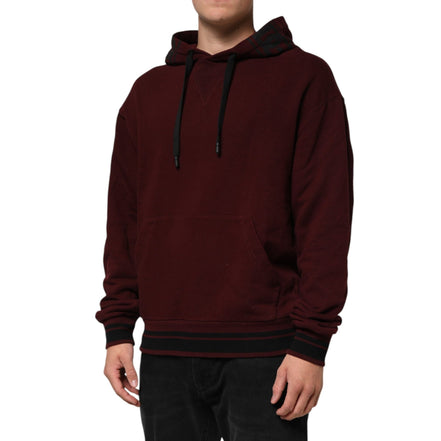 Dolce & Gabbana Burgundy Cotton Plaid Lined Hoodie