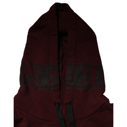Dolce & Gabbana Burgundy Cotton Plaid Lined Hoodie